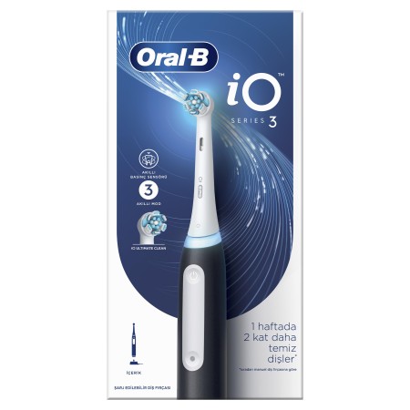 Oral-B iO3 Siyah Şarjlı/Elektrikli Diş Fırçası, 1 Fırça Başlığı, Uzun Ömürlü Pil - 10