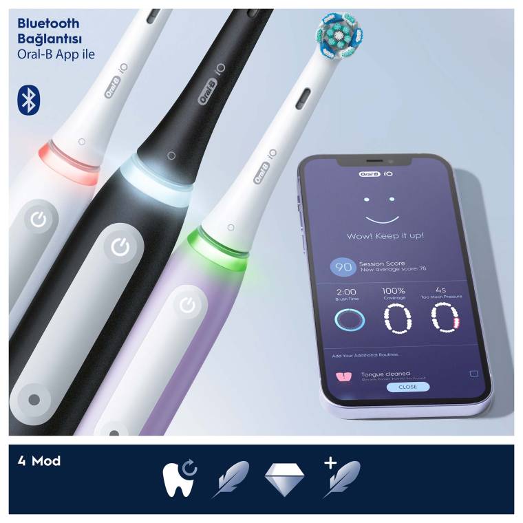 Oral-B iO 4 Şarjlı Diş Fırçası - Mat Siyah - 5