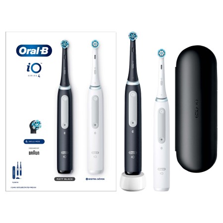 Oral-B iO 4 Şarjlı Diş Fırçası Seti 2'li - Mat Siyah / Beyaz - Thumbnail