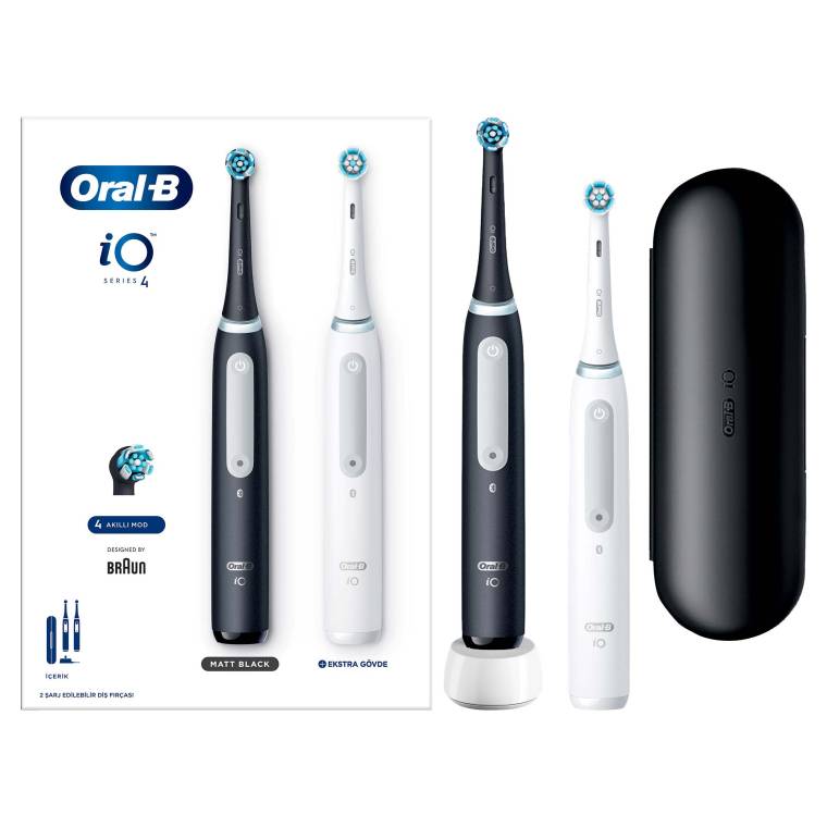 Oral-B iO 4 Şarjlı Diş Fırçası Seti 2'li - Mat Siyah / Beyaz - 2