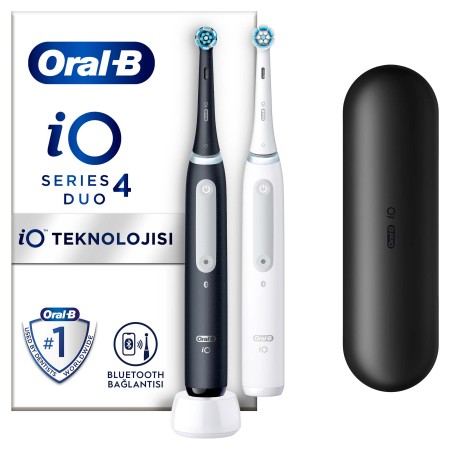 Oral-B iO 4 Şarjlı Diş Fırçası Seti 2'li - Mat Siyah / Beyaz - Thumbnail