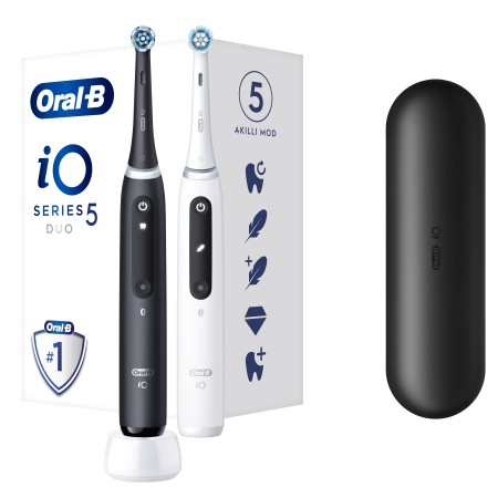 Oral-B - Oral-B iO 5 Şarjlı Diş Fırçası Seti 2'li - Mat Siyah / Beyaz