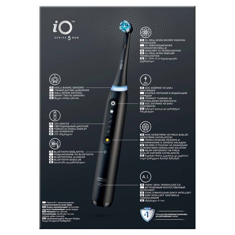 Oral-B iO 5 Şarjlı Diş Fırçası Seti 2'li - Mat Siyah / Beyaz - 9