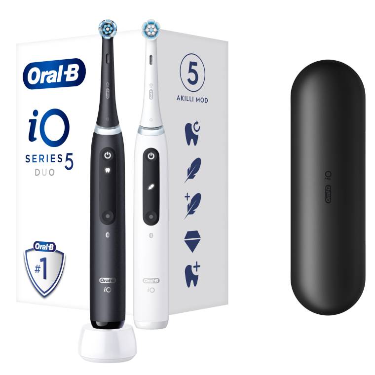 Oral-B iO 5 Şarjlı Diş Fırçası Seti 2'li - Mat Siyah / Beyaz - 1