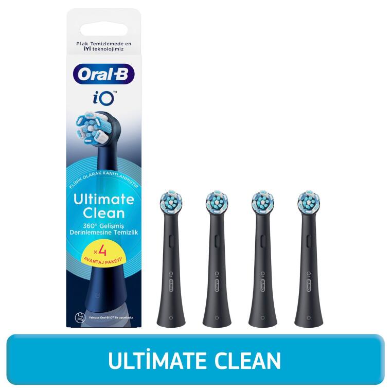 Oral-B iO Ultimate Clean Siyah Diş Fırçası Yedek Başlığı 4 Adet - 1