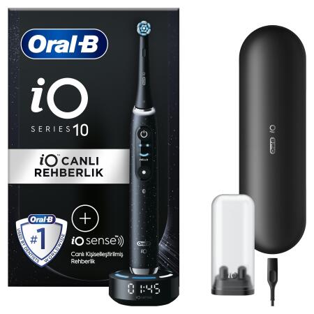 Oral-B iO10 Kozmik Siyah Şarjlı/Elektrikli Diş Fırçası, 1 Fırça Başlığı, Hızlı Manyetik Şarj Cihazı, Uzun Ömürlü Pil, Şarj Eden Seyahat Kabı
