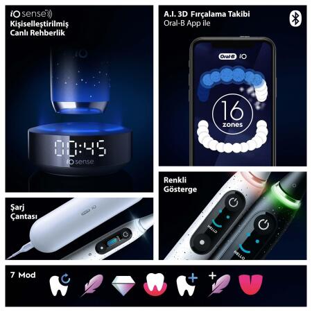 Oral-B iO10 Kozmik Siyah Şarjlı/Elektrikli Diş Fırçası, 1 Fırça Başlığı, Hızlı Manyetik Şarj Cihazı, Uzun Ömürlü Pil, Şarj Eden Seyahat Kabı - 4