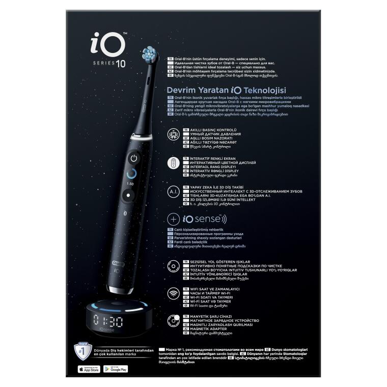Oral-B iO10 Kozmik Siyah Şarjlı/Elektrikli Diş Fırçası, 1 Fırça Başlığı, Hızlı Manyetik Şarj Cihazı, Uzun Ömürlü Pil, Şarj Eden Seyahat Kabı - 9