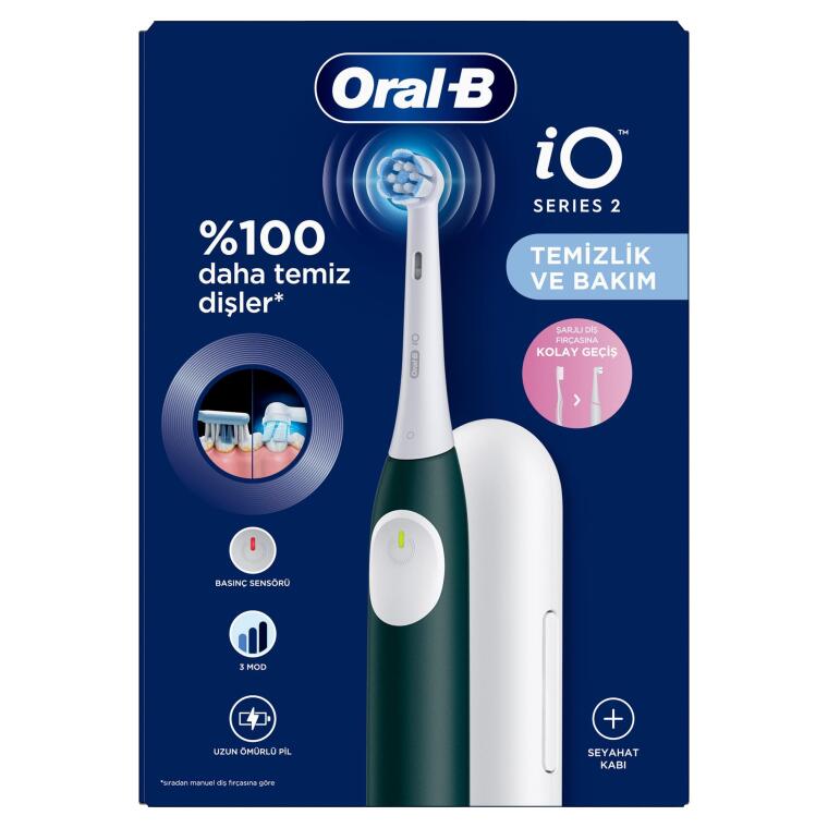 Oral-B iO2 Orman Yeşili Şarjlı/Elektrikli Diş Fırçası, 1 Fırça Başlığı, Tek Şarjda 4 Haftaya Varan Kullanım, Seyahat Kabı - 3