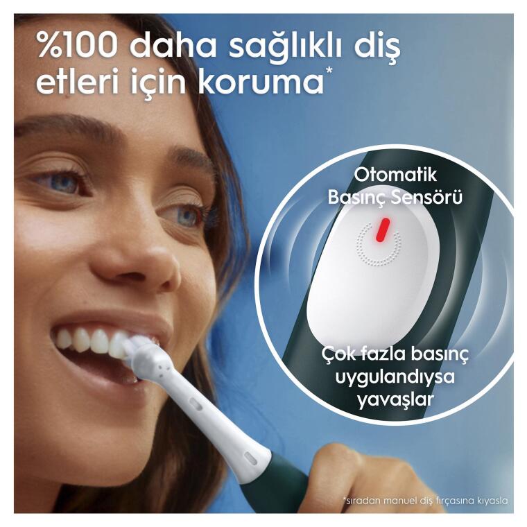 Oral-B iO2 Orman Yeşili Şarjlı/Elektrikli Diş Fırçası, 1 Fırça Başlığı, Tek Şarjda 4 Haftaya Varan Kullanım, Seyahat Kabı - 6