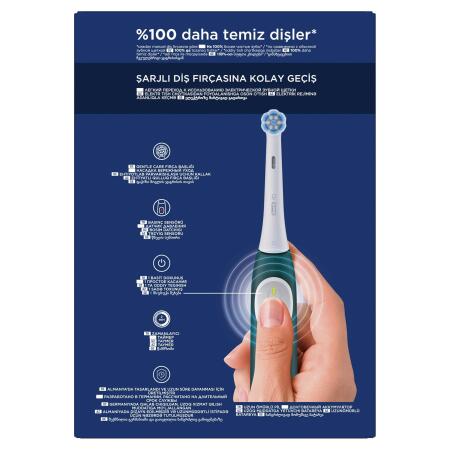 Oral-B iO2 Orman Yeşili Şarjlı/Elektrikli Diş Fırçası, 1 Fırça Başlığı, Tek Şarjda 4 Haftaya Varan Kullanım, Seyahat Kabı - 9