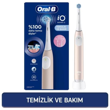 Oral-B iO2 Pembe Şarjlı/Elektrikli Diş Fırçası, 1 Fırça Başlığı, Tek Şarjda 4 Haftaya Varan Kullanım
