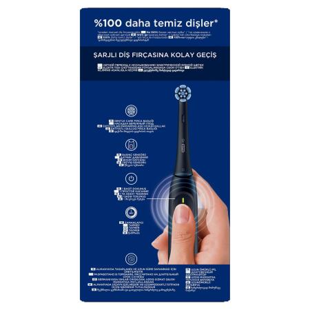 Oral-B iO2 Siyah Şarjlı/Elektrikli Diş Fırçası, 1 Fırça Başlığı, Tek Şarjda 4 Haftaya Varan Kullanım - 8