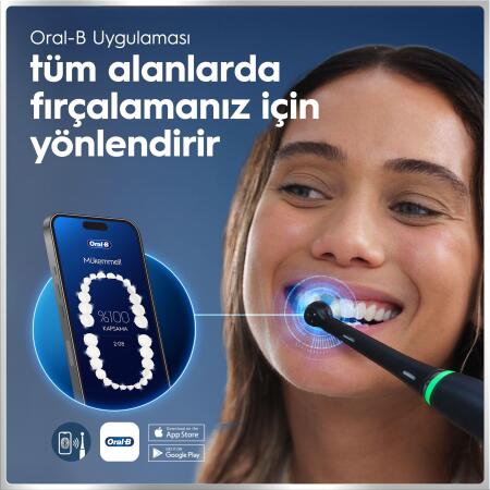 Oral-B iO6 Siyah Şarjlı/Elektrikli Diş Fırçası, 2 Fırça Başlığı, Uzun Ömürlü Pil, Premium Seyahat Kabı - 5