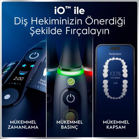 Oral-B iO6 Siyah Şarjlı/Elektrikli Diş Fırçası, 2 Fırça Başlığı, Uzun Ömürlü Pil, Premium Seyahat Kabı - 6