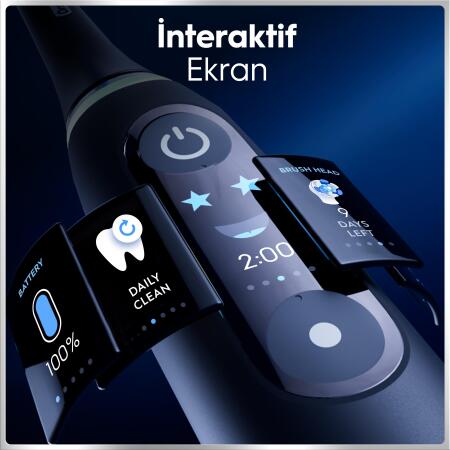 Oral-B iO6 Siyah Şarjlı/Elektrikli Diş Fırçası, 2 Fırça Başlığı, Uzun Ömürlü Pil, Premium Seyahat Kabı - 7