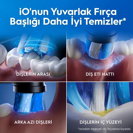 Oral-B iO6 Siyah Şarjlı/Elektrikli Diş Fırçası, 2 Fırça Başlığı, Uzun Ömürlü Pil, Premium Seyahat Kabı - 9