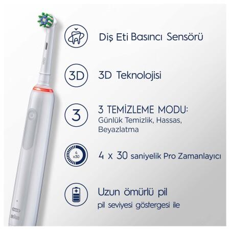 Oral-B Pro 3 3500 Şarj Edilebilir Diş Fırçası - Beyaz - 2