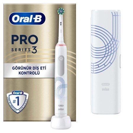 Oral-B Pro 3 Restage Beyaz Şarjlı Diş Fırçası + Seyahat Kabı - Thumbnail