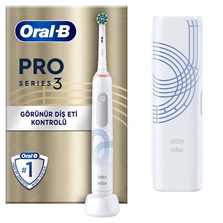 Oral-B Pro 3 Restage Beyaz Şarjlı Diş Fırçası + Seyahat Kabı - 1