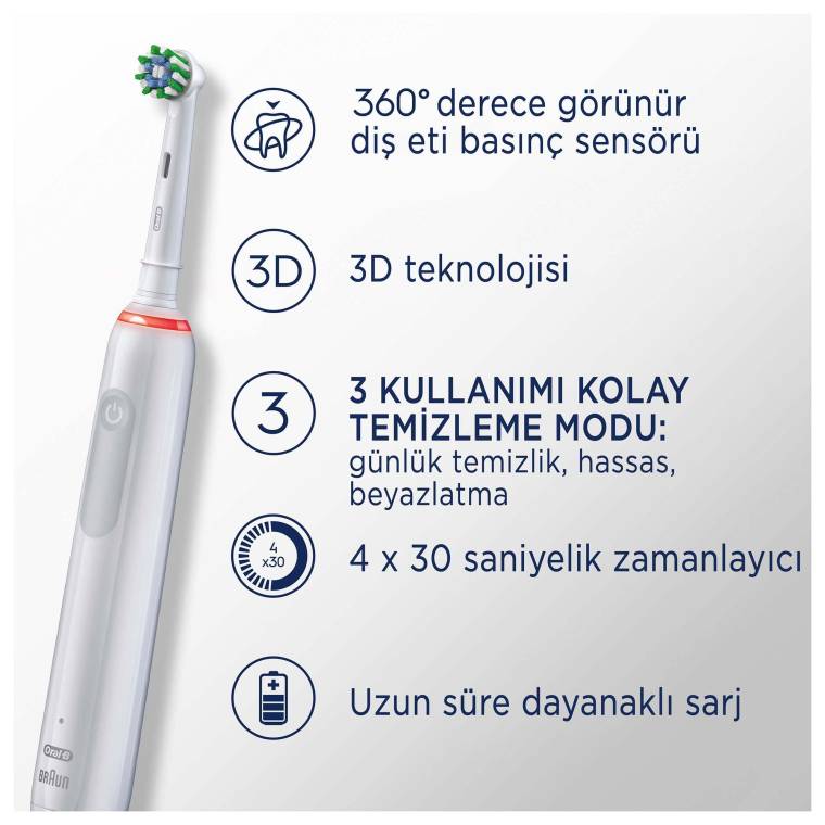 Oral-B Pro 3 Restage Beyaz Şarjlı Diş Fırçası + Seyahat Kabı - 2
