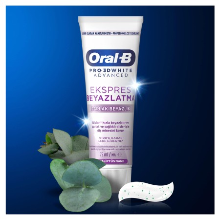 Oral-B Pro 3D White Advanced Ekspres Beyazlatma Parlak Beyazlık Diş Macunu 75 ml - Thumbnail