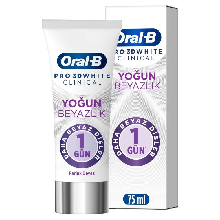 Oral-B Pro 3D White Clinical Yoğun Beyazlık Parlak Beyaz Diş Macunu 75 ml - 1