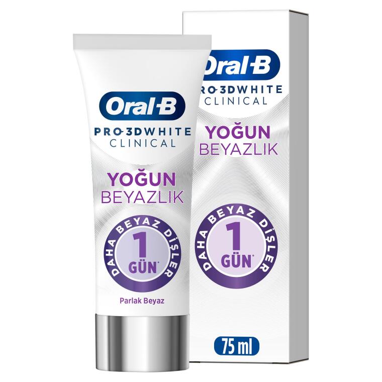 Oral-B Pro 3D White Clinical Yoğun Beyazlık Parlak Beyaz Diş Macunu 75 ml - 1