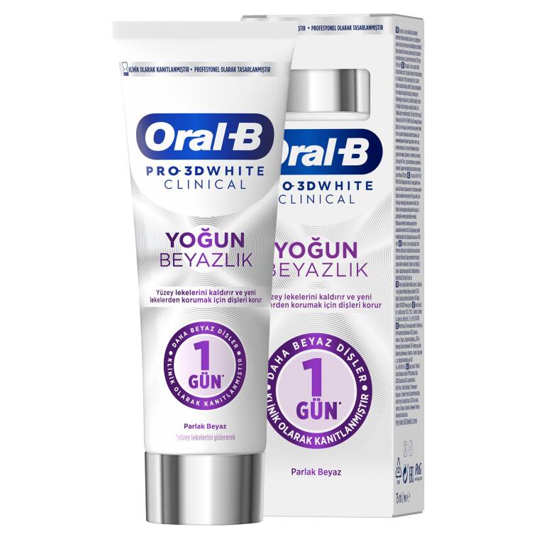 Oral-B Pro 3D White Clinical Yoğun Beyazlık Parlak Beyaz Diş Macunu 75 ml - 2