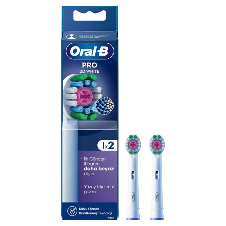 Oral-B Pro 3D White X-Filament Şarjlı Diş Fırçası Yedek Başlığı 2 Adet - Thumbnail