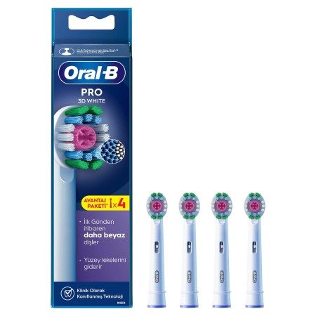 Oral-B - Oral-B Pro 3D White X-Filament Şarjlı Diş Fırçası Yedek Başlığı 4 Adet