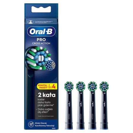 Oral-B - Oral-B Pro Cross Action X-Filament Siyah Şarjlı Diş Fırçası Yedek Başlığı 4 Adet