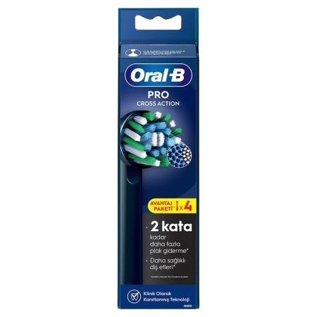 Oral-B Pro Cross Action X-Filament Siyah Şarjlı Diş Fırçası Yedek Başlığı 4 Adet - Thumbnail