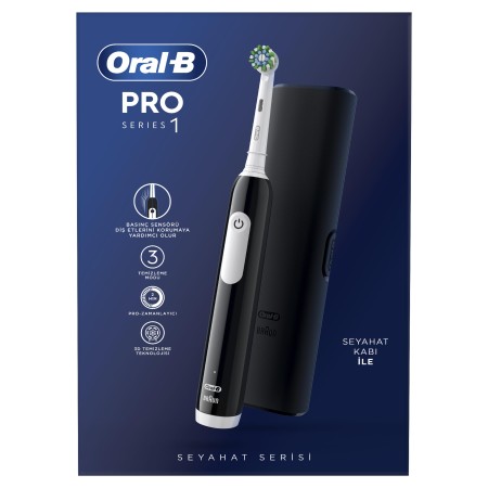 Oral-B Pro Series 1 Şarjlı Diş Fırçası Siyah + Seyahat Kabı - Thumbnail
