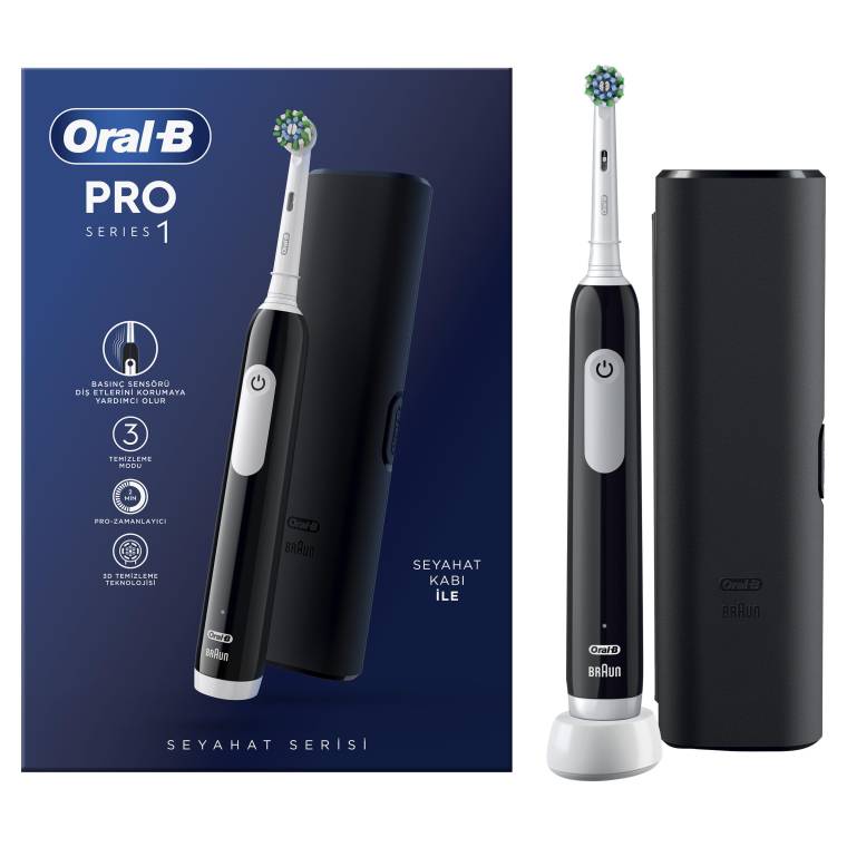 Oral-B Pro Series 1 Şarjlı Diş Fırçası Siyah + Seyahat Kabı - 1