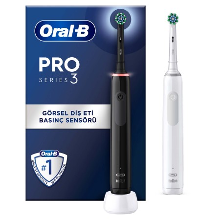 Oral-B - Oral-B Pro 3 3900 Siyah Beyaz 2'li Şarj Edilebilir Diş Fırçası Seti