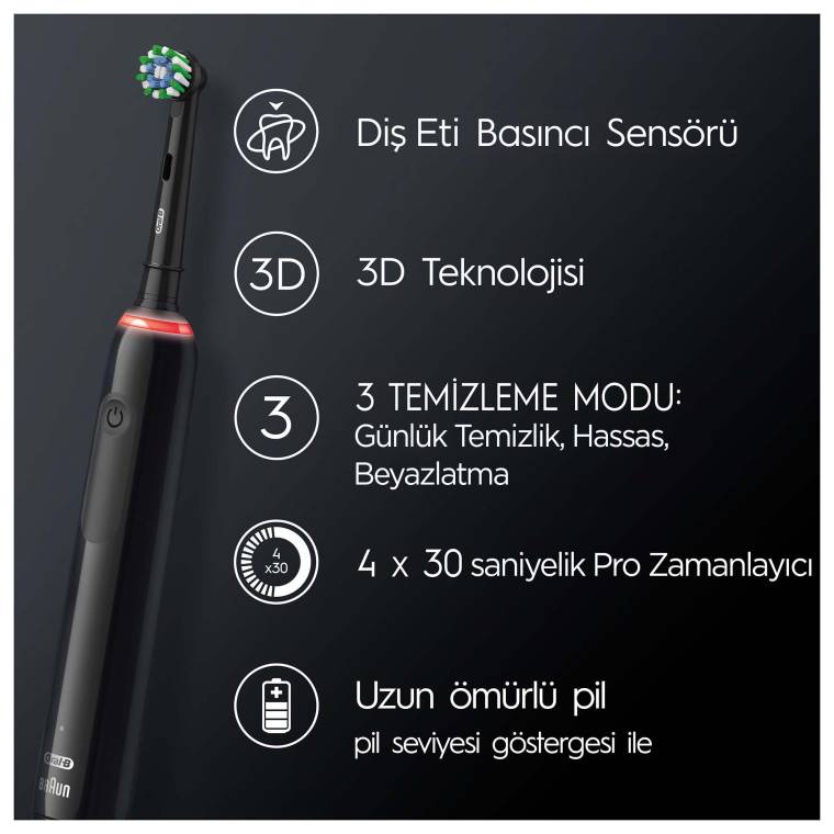 Oral-B Pro 3 3900 Siyah Beyaz 2'li Şarj Edilebilir Diş Fırçası Seti - 2