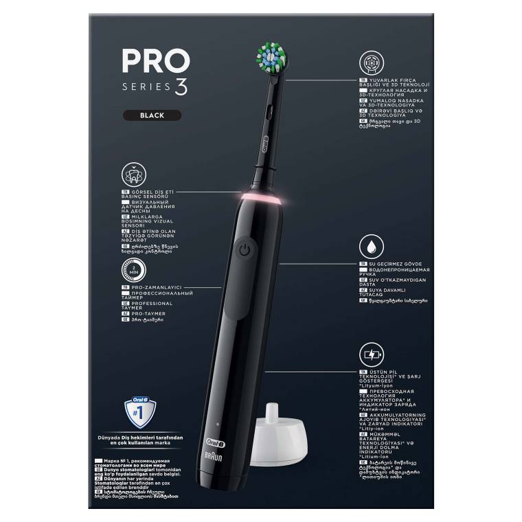 Oral-B Pro 3 3900 Siyah Beyaz 2'li Şarj Edilebilir Diş Fırçası Seti - 7