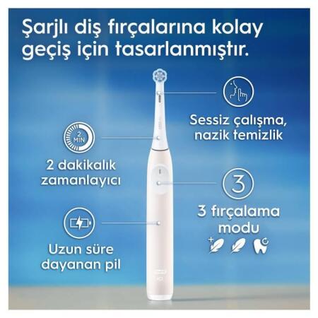 Oral-B iO2 Pembe Şarjlı/Elektrikli Diş Fırçası, 1 Fırça Başlığı, Tek Şarjda 4 Haftayaa Varan Kullanım - 6