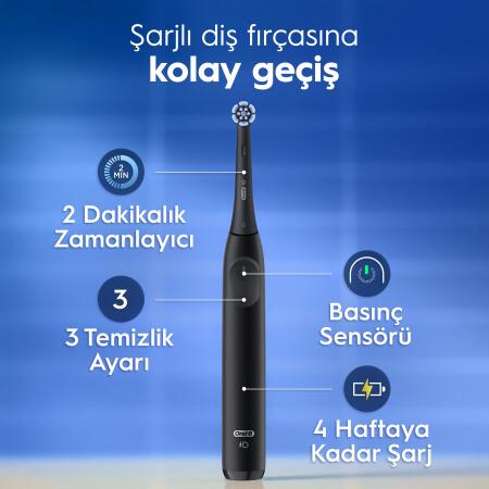 Oral-B iO2 Şarjlı/Elektrikli Diş Fırçası, 2'li Set, Siyah & Orman Yeşili, 2 Fırça Başlığı, Seyahat Kabı - 5