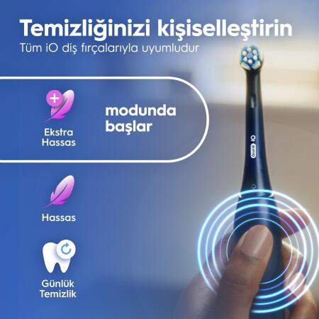 Oral-B iO2 Şarjlı/Elektrikli Diş Fırçası, 2'li Set, Siyah & Orman Yeşili, 2 Fırça Başlığı, Seyahat Kabı - 7