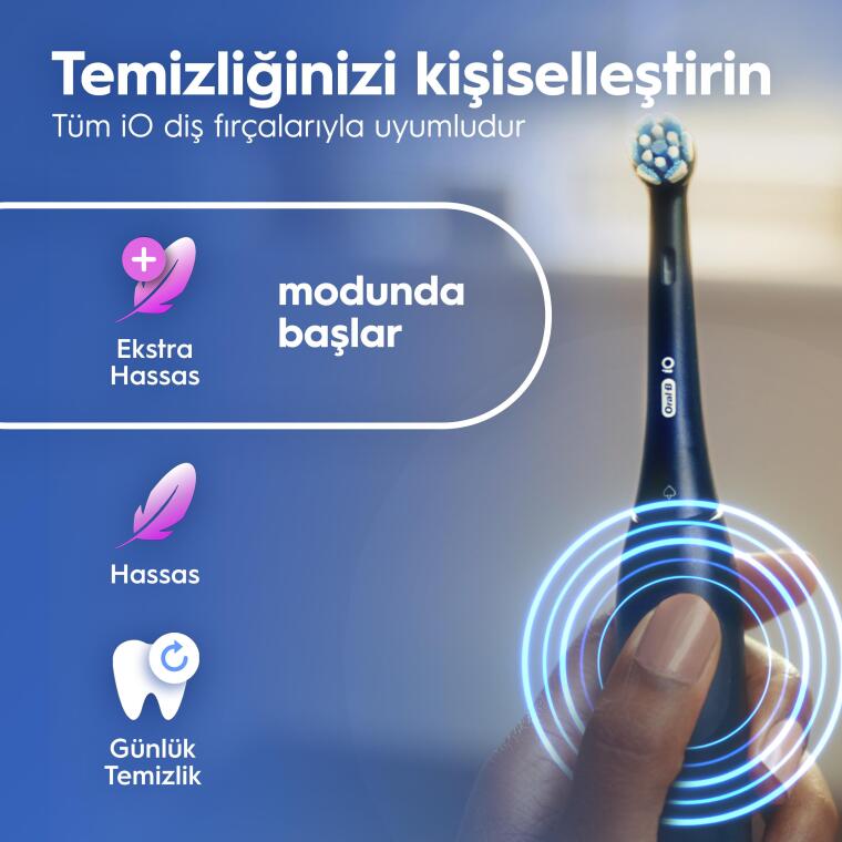 Oral-B iO2 Şarjlı/Elektrikli Diş Fırçası, 2'li Set, Siyah & Orman Yeşili, 2 Fırça Başlığı, Seyahat Kabı - 7