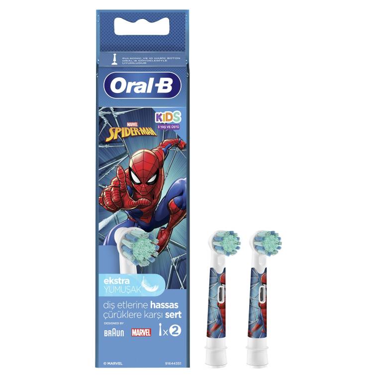 Oral-B Spiderman Çocuklar İçin 2'li Diş Fırçası Yedek Başlığı EB10 - 1