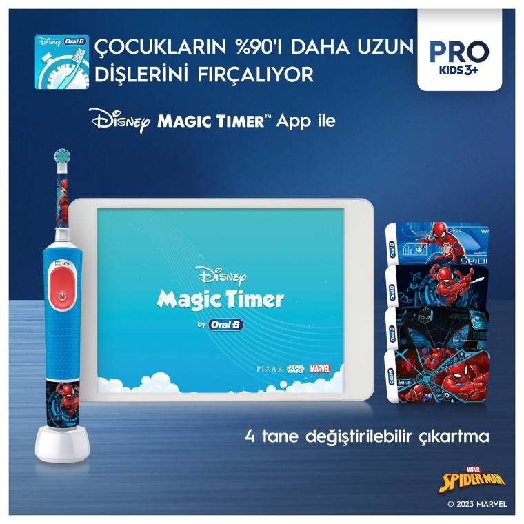 Oral-B Vitality Pro Spiderman Özel Seri Çocuklar İçin Şarj Edilebilir Diş Fırçası - 8