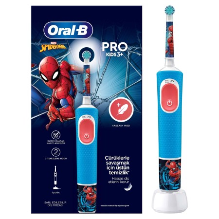 Oral-B - Oral-B Vitality Pro Spiderman Özel Seri Çocuklar İçin Şarj Edilebilir Diş Fırçası