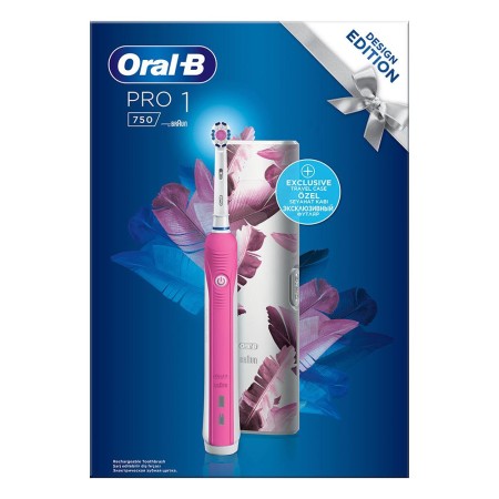 Oral-B Pro 750 Şarj Edilebilir Diş Fırçası Pembe + Seyahat Kabı Hediyeli - Thumbnail